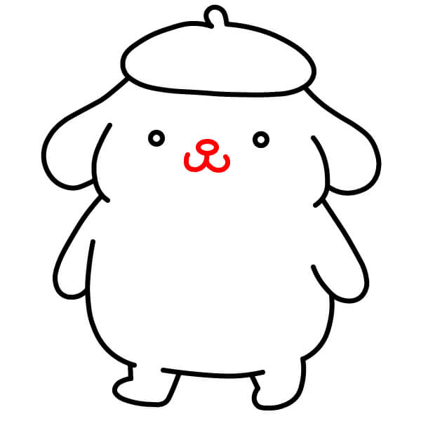Hướng dẫn vẽ Pompompurin dễ thương cho trẻ em - Vẽ mũi và miệng
