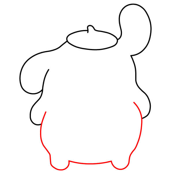 Hướng dẫn vẽ Pompompurin từng bước cho trẻ em - Vẽ cơ thể
