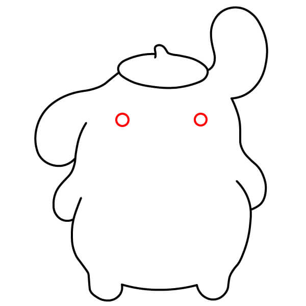 Hướng dẫn vẽ Pompompurin từng bước cho trẻ em - Thêm đôi mắt