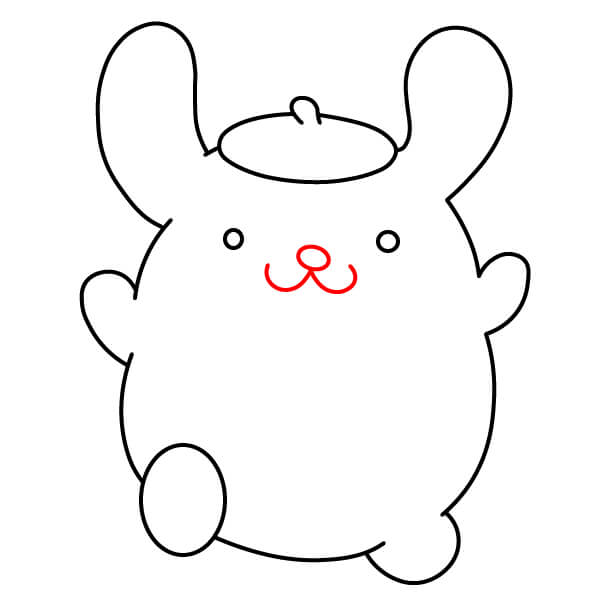 Cách vẽ Pompompurin vui nhộn chỉ với 9 bước đơn giản. - Vẽ mũi và miệng