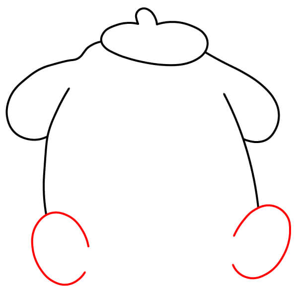 Các bước đơn giản để vẽ Pompompurin đang ngủ - Vẽ bàn chân