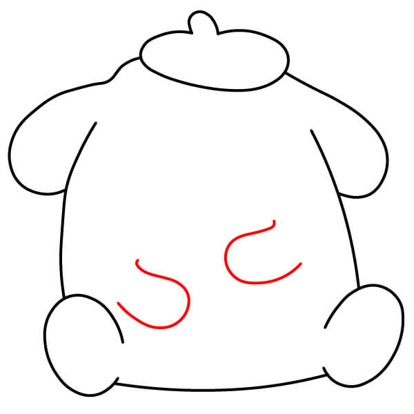 Các bước đơn giản để vẽ Pompompurin đang ngủ - Thêm hai bàn tay