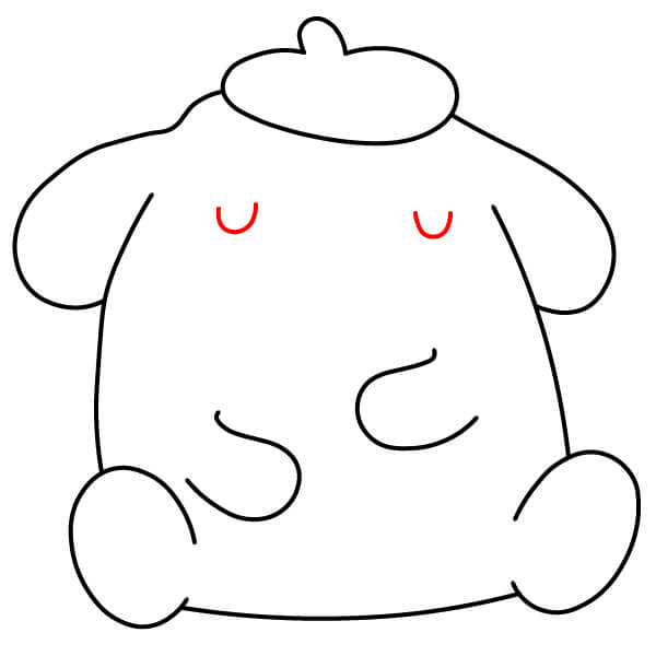 Các bước đơn giản để vẽ Pompompurin đang ngủ - Thêm đôi mắt