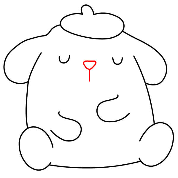 Các bước đơn giản để vẽ Pompompurin đang ngủ - Vẽ mũi và miệng