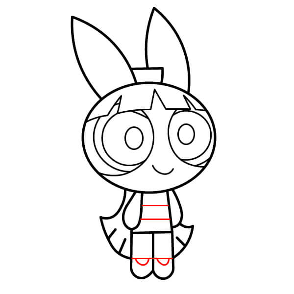 Hướng dẫn từng bước: Cách vẽ Blossom từ Powerpuff Girls - Bước 10