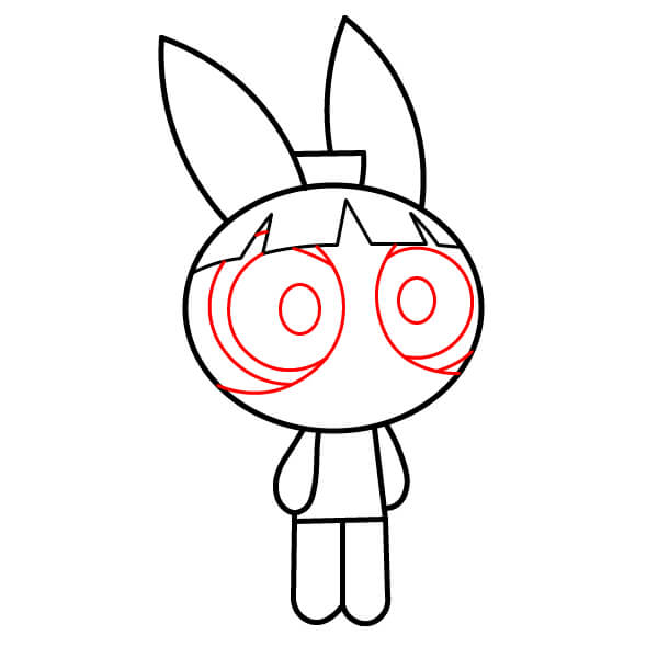 Hướng dẫn từng bước: Cách vẽ Blossom từ Powerpuff Girls - Bước 7
