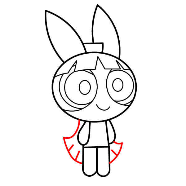 Hướng dẫn từng bước: Cách vẽ Blossom từ Powerpuff Girls - Bước 9
