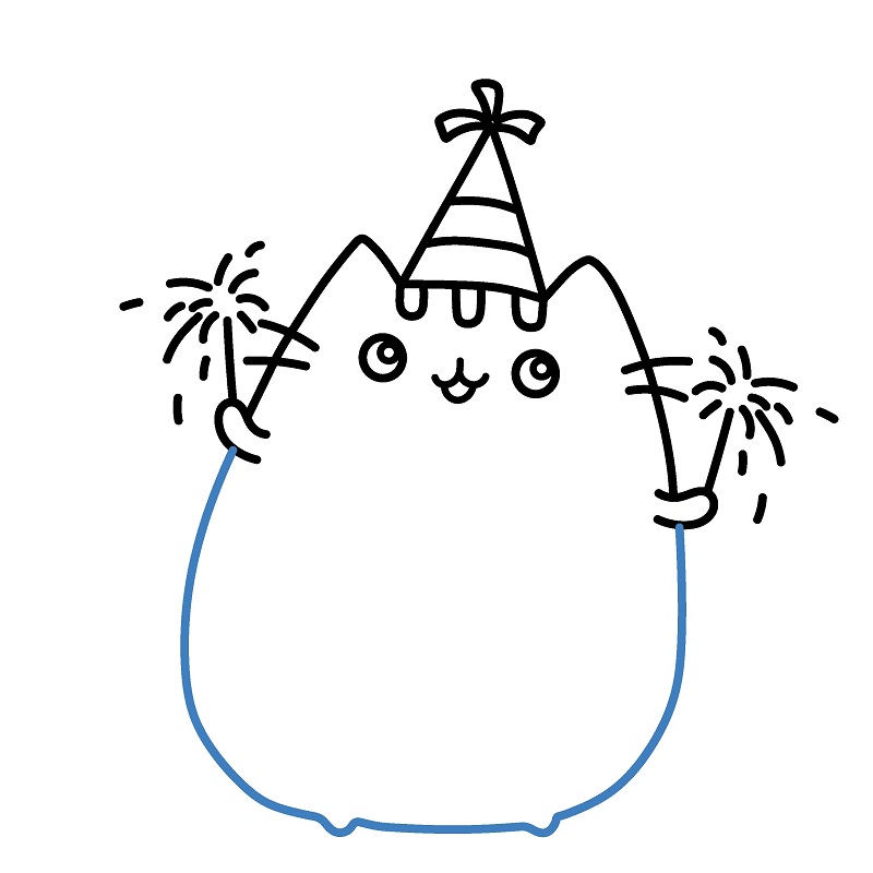 Hướng dẫn vẽ Pusheen sinh nhật vui vẻ. - Bước 6