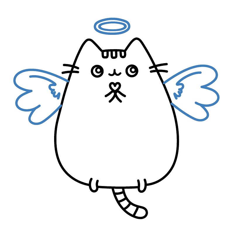 Hướng dẫn vẽ Pusheen Pusheen thiên thần. - Bước 7