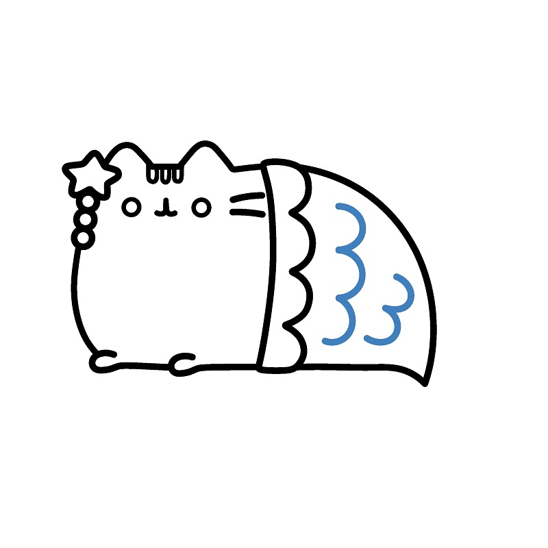 Hướng dẫn vẽ Pusheen nàng tiên cá. - Bước 6