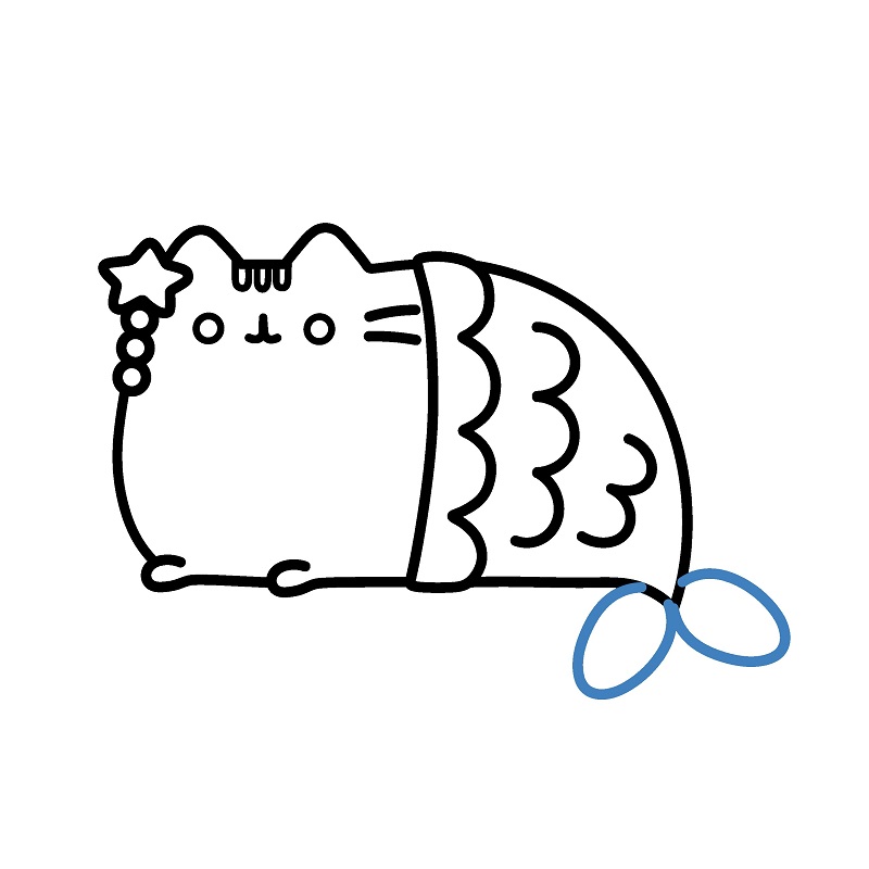 Hướng dẫn vẽ Pusheen nàng tiên cá. - Bước 7