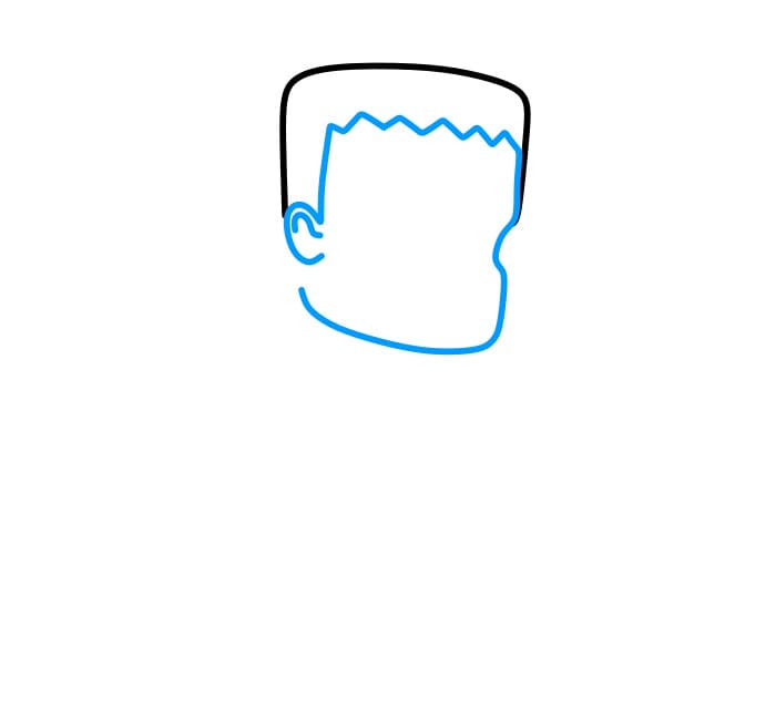 Hướng dẫn vẽ quái vật Frankenstein đơn giản và đẹp cho bé - Bước 2