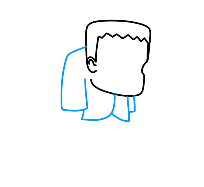 Hướng dẫn vẽ quái vật Frankenstein đơn giản và đẹp cho bé - Bước 3