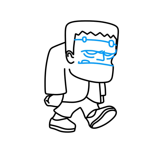 Hướng dẫn vẽ quái vật Frankenstein đơn giản và đẹp cho bé - Bước 6