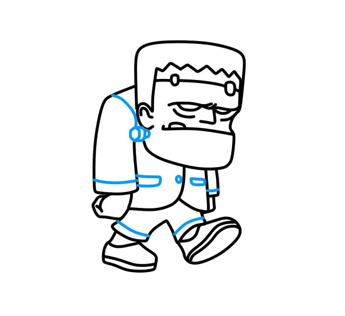 Hướng dẫn vẽ quái vật Frankenstein đơn giản và đẹp cho bé - Bước 7