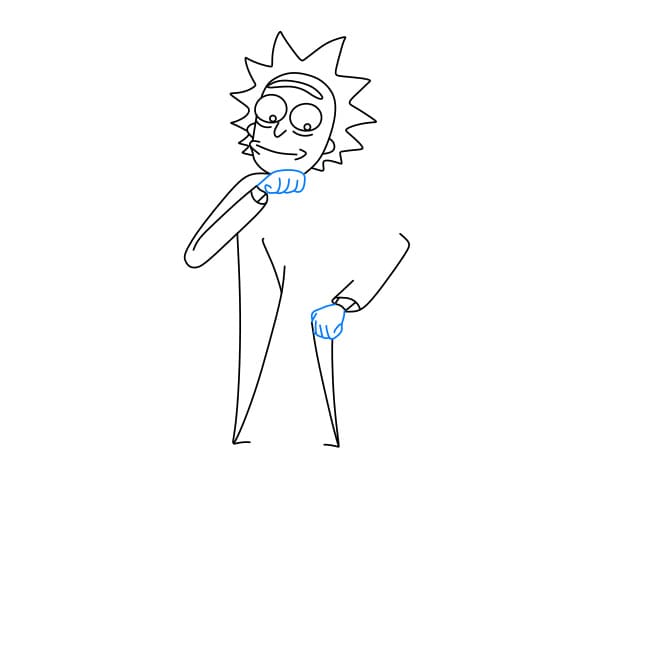 Hướng dẫn vẽ hai ông cháu Rick và Morty đang thân thiết với nhau - Bước 4