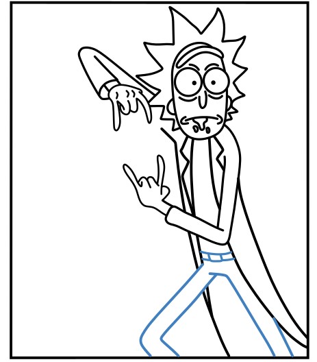 Hướng dẫn vẽ biểu cảm bất ngờ của Rick và Morty. - Bước 10