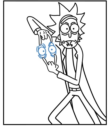 Hướng dẫn vẽ biểu cảm bất ngờ của Rick và Morty. - Bước 11