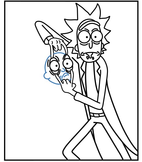 Hướng dẫn vẽ biểu cảm bất ngờ của Rick và Morty. - Bước 12