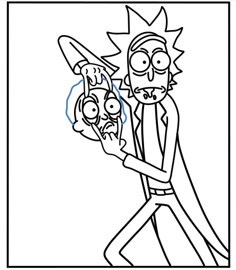 Hướng dẫn vẽ biểu cảm bất ngờ của Rick và Morty. - Bước 13
