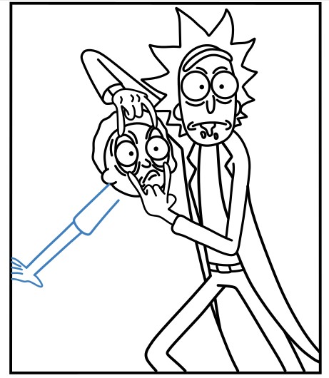 Hướng dẫn vẽ biểu cảm bất ngờ của Rick và Morty. - Bước 14