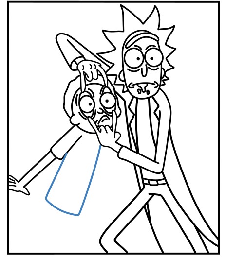 Hướng dẫn vẽ biểu cảm bất ngờ của Rick và Morty. - Bước 15