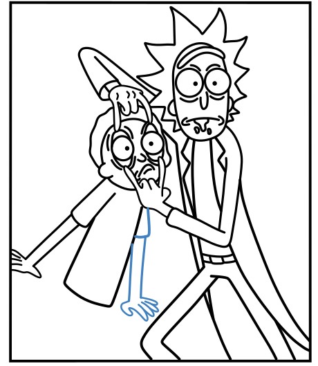 Hướng dẫn vẽ biểu cảm bất ngờ của Rick và Morty. - Bước 16