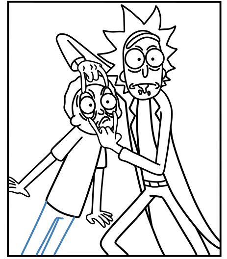 Hướng dẫn vẽ biểu cảm bất ngờ của Rick và Morty. - Bước 17