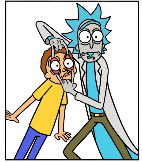Hướng dẫn vẽ biểu cảm bất ngờ của Rick và Morty. - Bước 18