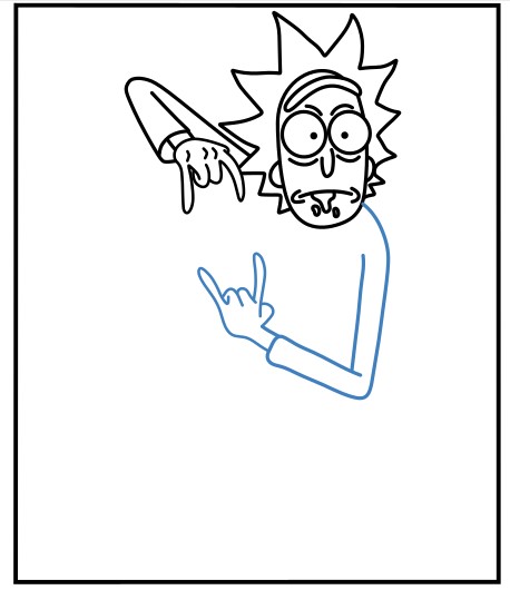 Hướng dẫn vẽ biểu cảm bất ngờ của Rick và Morty. - Bước 7