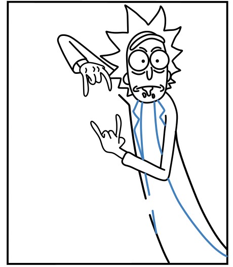 Hướng dẫn vẽ biểu cảm bất ngờ của Rick và Morty. - Bước 9