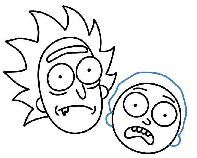 Hướng dẫn vẽ đầu của Rick và Morty. - Bước 10