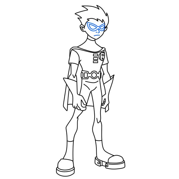 Hướng dẫn vẽ Robin (teen titans) đẹp trai và siêu ngầu cho bé - Bước 10