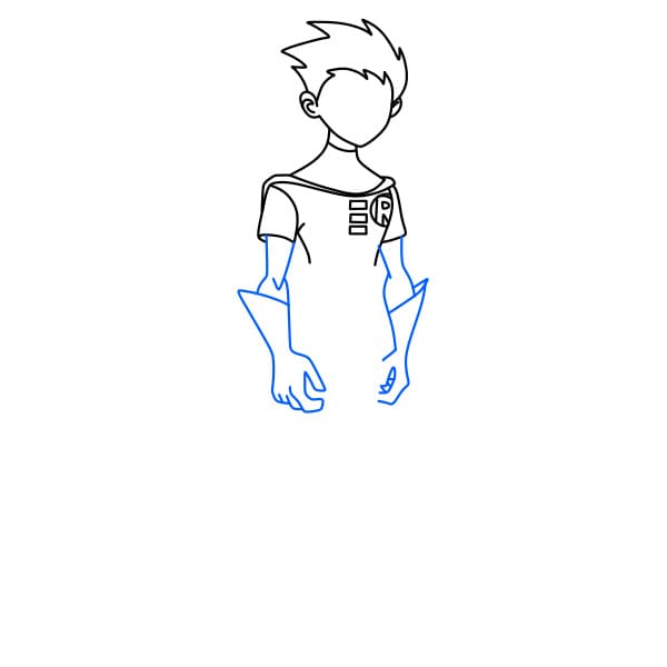 Hướng dẫn vẽ Robin (teen titans) đẹp trai và siêu ngầu cho bé - Bước 6