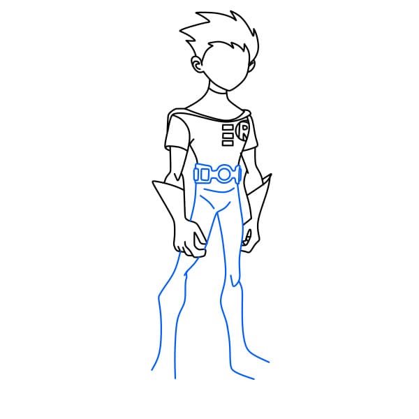 Hướng dẫn vẽ Robin (teen titans) đẹp trai và siêu ngầu cho bé - Bước 7