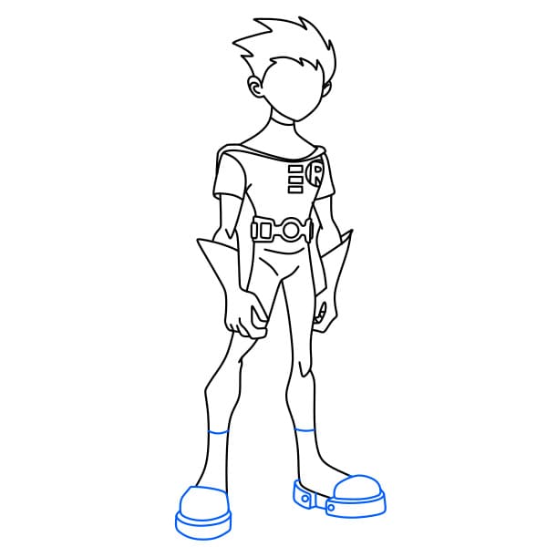 Hướng dẫn vẽ Robin (teen titans) đẹp trai và siêu ngầu cho bé - Bước 8