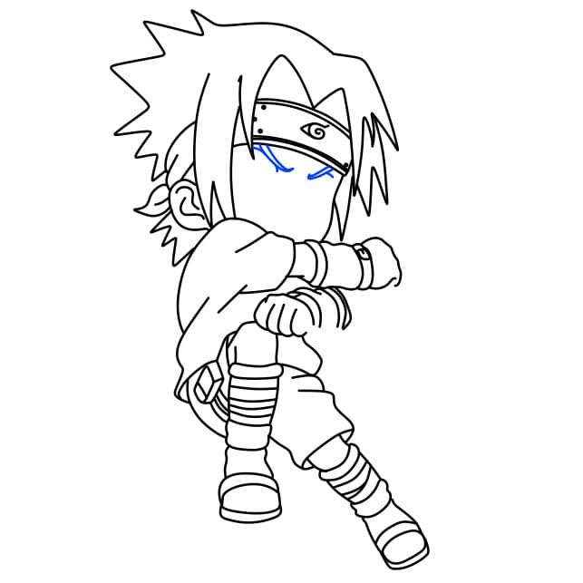 Hướng dẫn vẽ nhân vật Sasuke đơn giản và đẹp cho bé - Bước 10