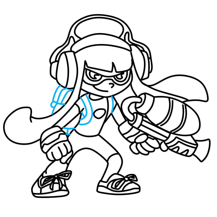 Hướng dẫn cách vẽ nhân vật Splatoon đẹp và đơn giản cho bé - Bước 7
