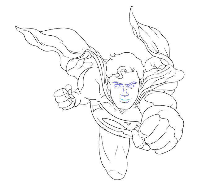 Hướng dẫn cách vẽ superman đơn giản cho bé - Bước 12