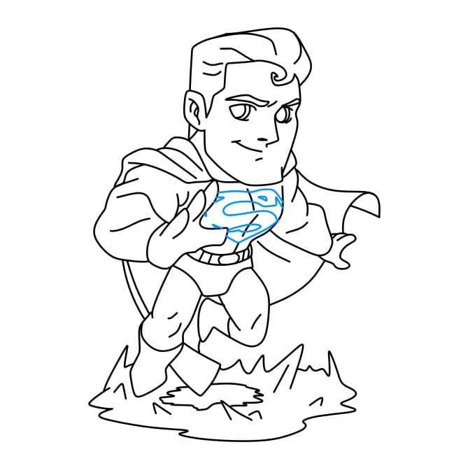 Hướng dẫn vẽ Superman mạnh mẽ - Bước 12