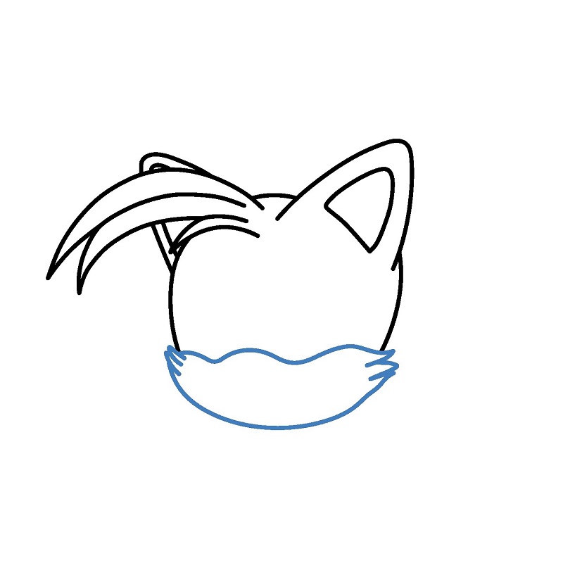 Hướng dẫn vẽ khuôn mặt của Tails mỉm cười. - Bước 3