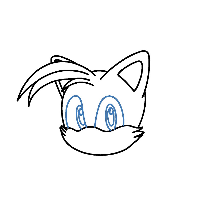 Hướng dẫn vẽ khuôn mặt của Tails mỉm cười. - Bước 4