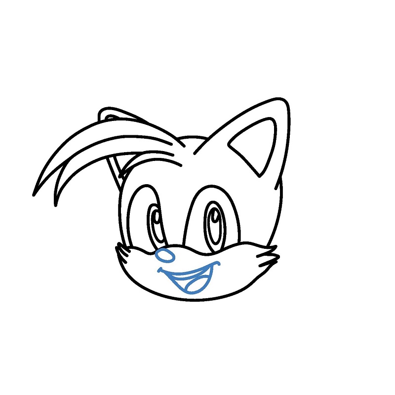 Hướng dẫn vẽ khuôn mặt của Tails mỉm cười. - Bước 5