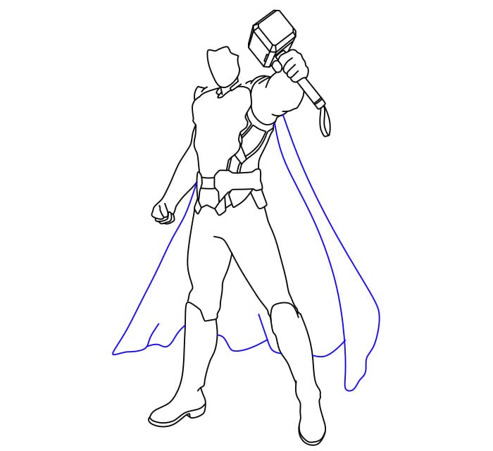 Hướng dẫn vẽ thần Thor trong vũ trụ Marver cho bé - Bước 6