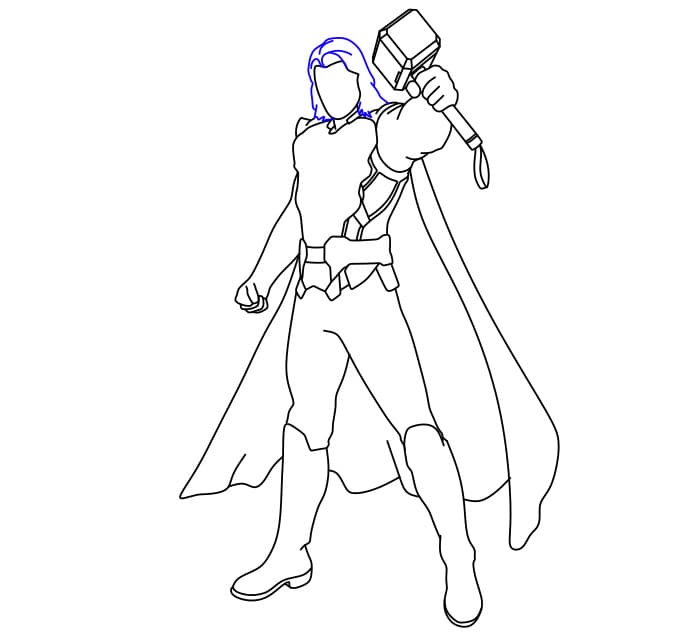 Hướng dẫn vẽ thần Thor trong vũ trụ Marver cho bé - Bước 7