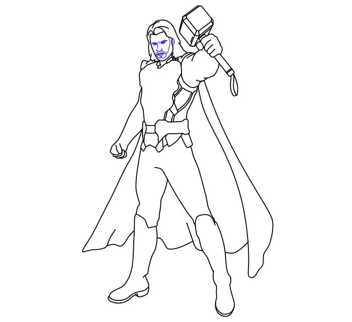 Hướng dẫn vẽ thần Thor trong vũ trụ Marver cho bé - Bước 8