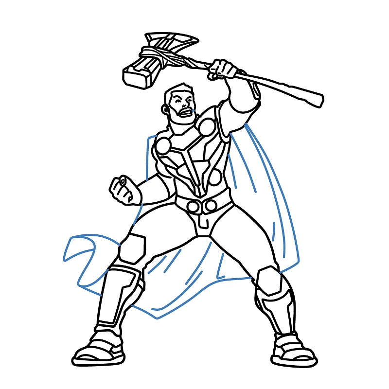 Hướng dẫn vẽ thần sấm thor đang chiến đấu. - Bước 10