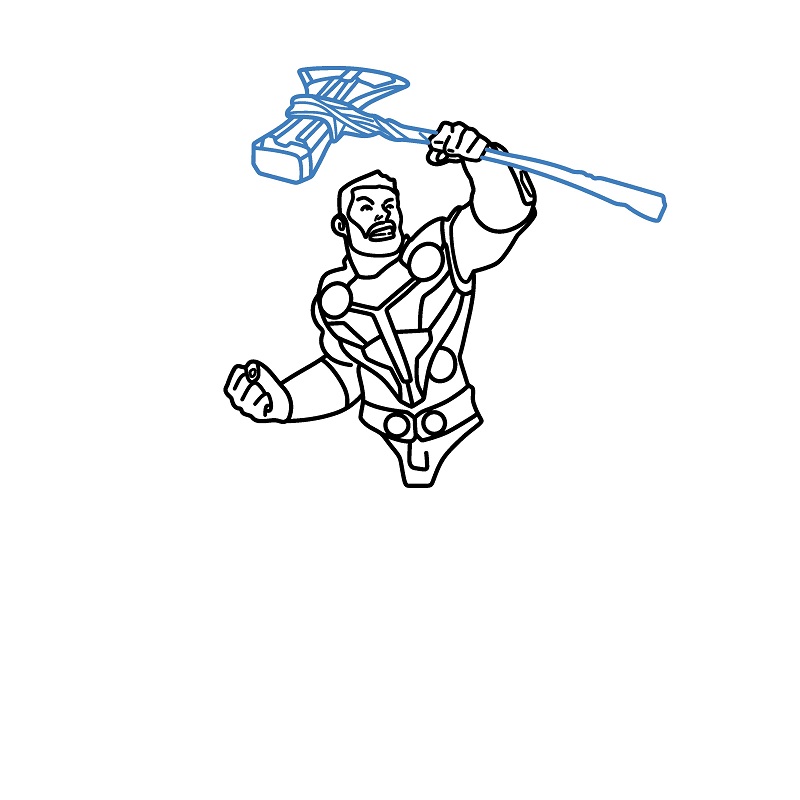 Hướng dẫn vẽ thần sấm thor đang chiến đấu. - Bước 7