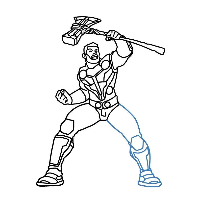 Hướng dẫn vẽ thần sấm thor đang chiến đấu. - Bước 9