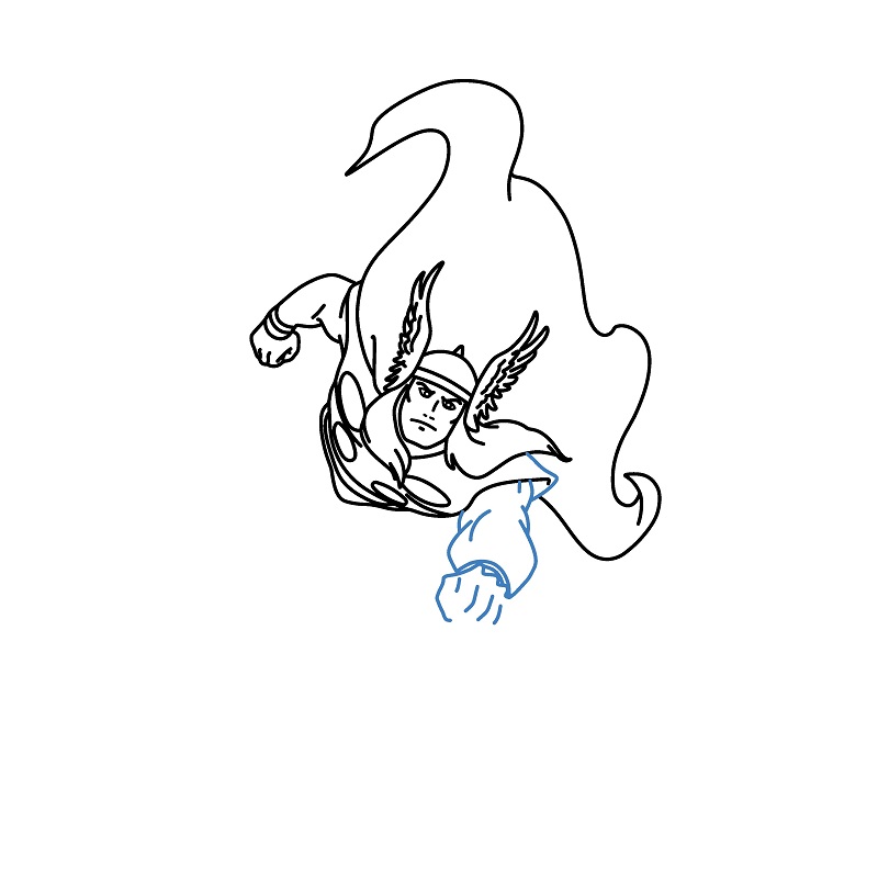 Hướng dẫn vẽ thần sấm thor đang bay. - Bước 7